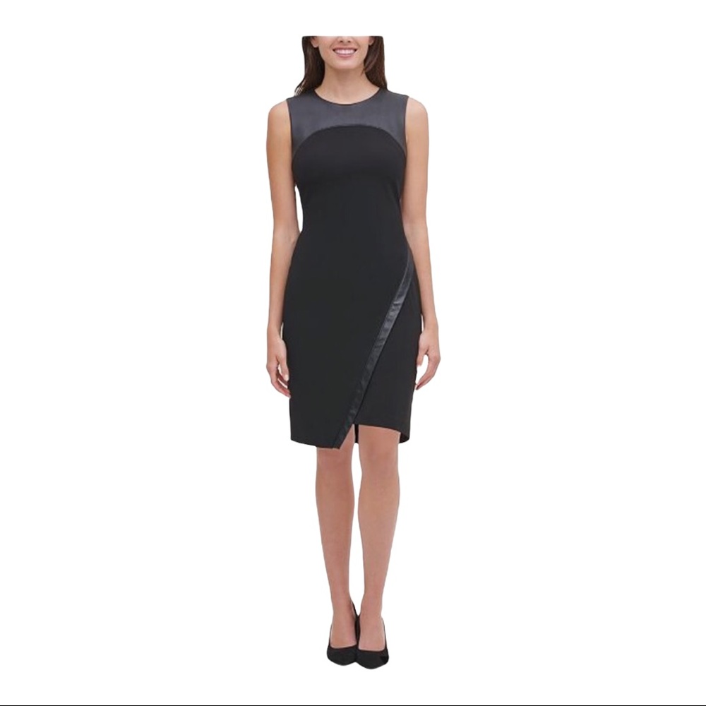 Tommy Hilfiger Black Faux Leather Trim Dress 4